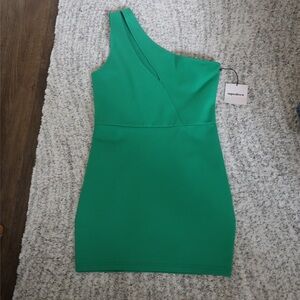 Superdown Green One-Shoulder Bodycon Dress | Size M